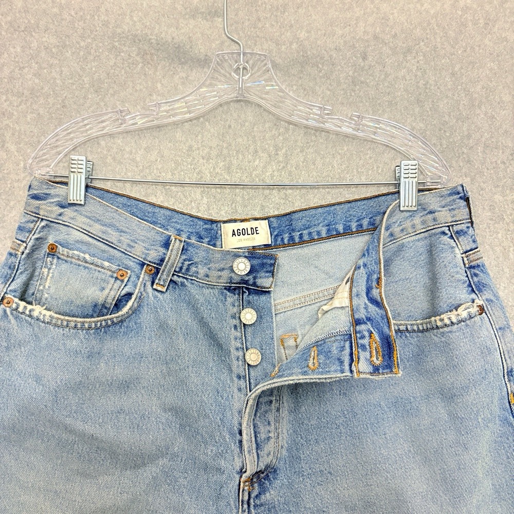 Agolde Skater Shorts 90s Buttonfly Baggy High Rise Light Wash Denim Sz 32 *RARE - Picture 3 of 7